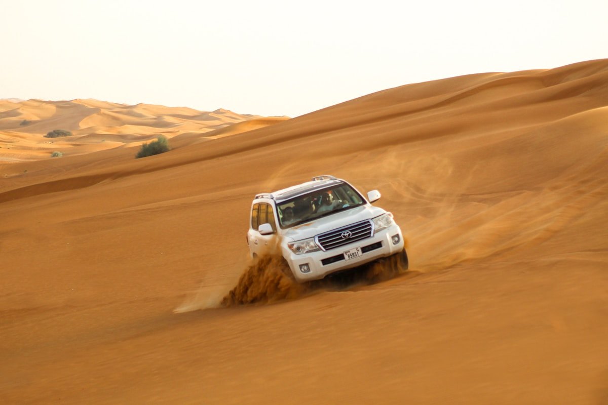 Four wheel drive on evening desert safari Dubai